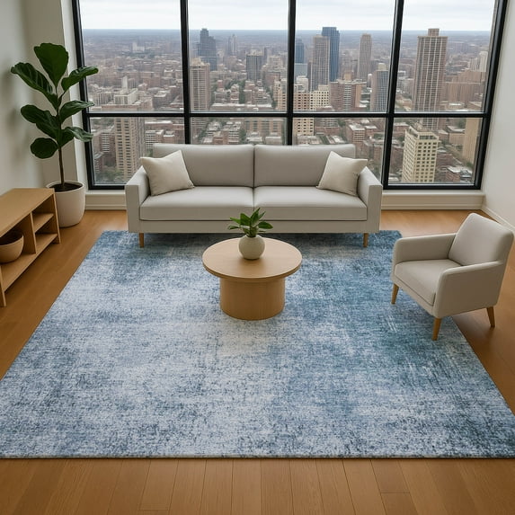 Addison Rugs Mayfield Premium Machine Washable Transitional Modern Blue Rectangle Rug, 5' x 7'6"
