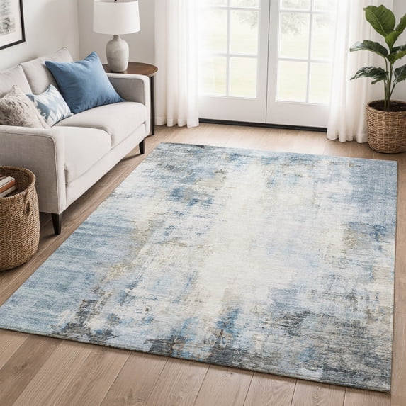 Addison Rugs Mayfield Premium Machine Washable Transitional Modern Blue Rectangle Rug, 8' x 10'