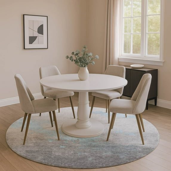 Addison Rugs Mayfield Premium Machine Washable Transitional Modern Blue Round Rug, 8' x 8'