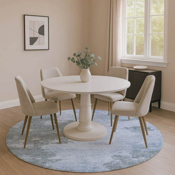 Addison Rugs Mayfield Premium Machine Washable Transitional Modern Blue Round Rug, 8' x 8'