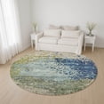thumbnail image 1 of Addison Rugs Mayfield Premium Machine Washable Transitional Modern Blue Round Rug, 8' x 8', 1 of 6