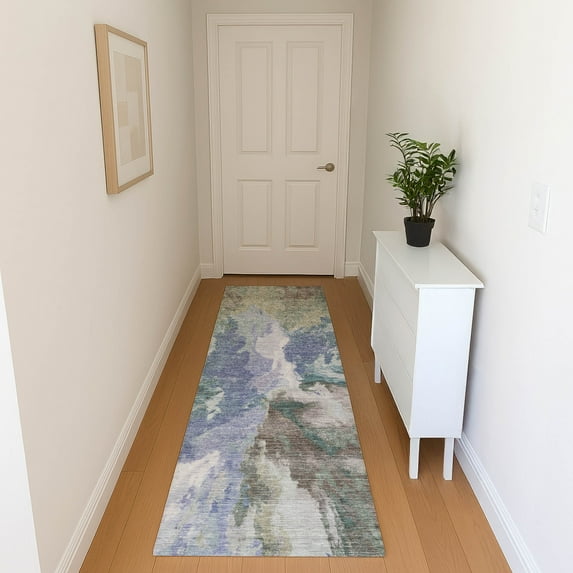 Addison Rugs Mayfield Premium Machine Washable Transitional Modern Blue Runner Rug, 2'3" X 7'6" Machine Washable Transitional Modern Blue Oversized Sherpa Throw Blanket