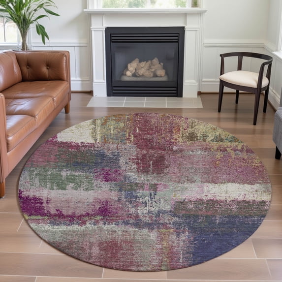 Addison Rugs Mayfield Premium Machine Washable Transitional Modern Blush Round Rug, 8' x 8'