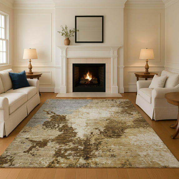 Addison Rugs Mayfield Premium Machine Washable Transitional Modern Brown Rectangle Rug, 10' x 14'