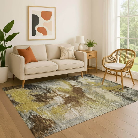 Addison Rugs Mayfield Premium Machine Washable Transitional Modern Brown Rectangle Rug, 10' x 14'