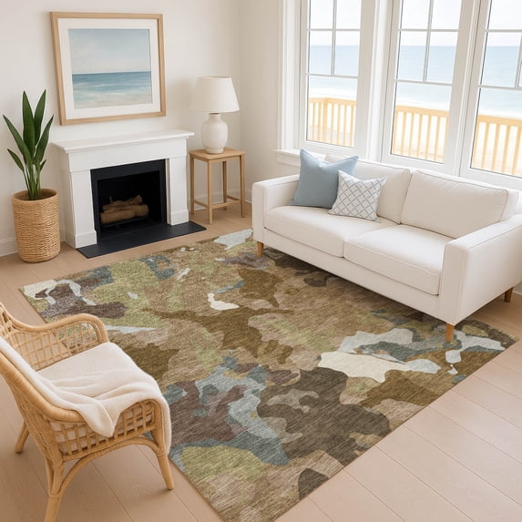 Addison Rugs Mayfield Premium Machine Washable Transitional Modern Brown Rectangle Rug, 5' x 7'6"