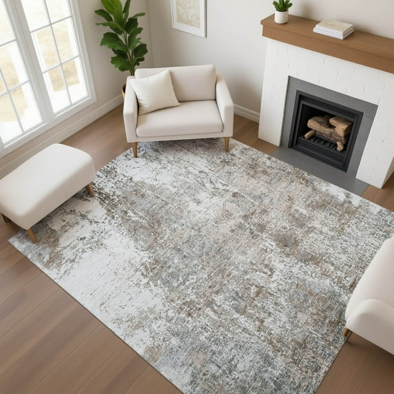 Addison Rugs Mayfield Premium Machine Washable Transitional Modern Brown Rectangle Rug, 9' x 12'
