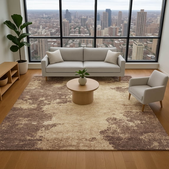 Addison Rugs Mayfield Premium Machine Washable Transitional Modern Brown Rectangle Rug, 9' x 12'