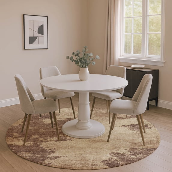 Addison Rugs Mayfield Premium Machine Washable Transitional Modern Brown Round Rug, 8' x 8'
