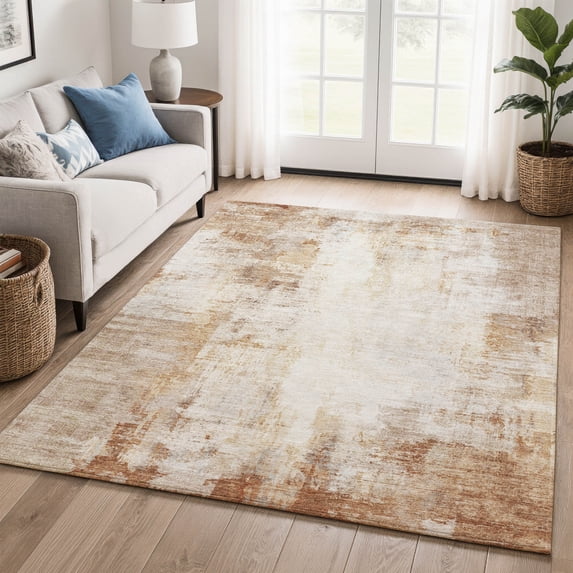 Addison Rugs Mayfield Premium Machine Washable Transitional Modern Copper Rectangle Rug, 9' x 12'