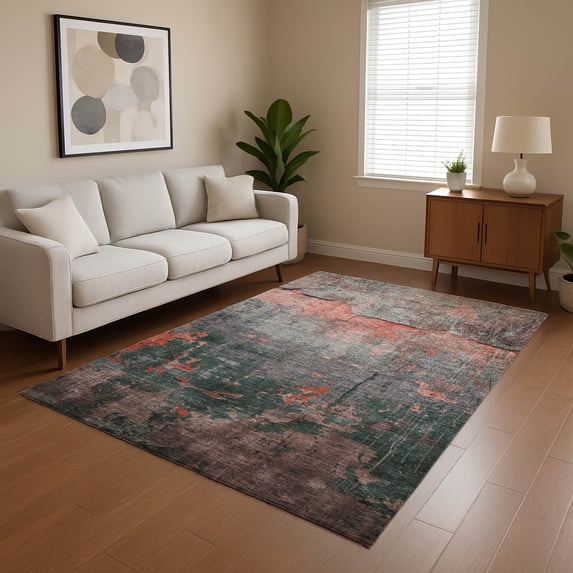 Addison Rugs Mayfield Premium Machine Washable Transitional Modern Coral Rectangle Rug, 3' x 5'