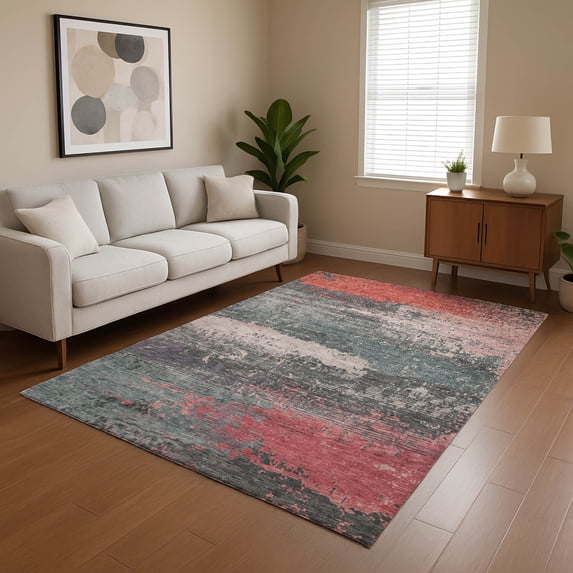 Addison Rugs Mayfield Premium Machine Washable Transitional Modern Coral Rectangle Rug, 8' x 10'