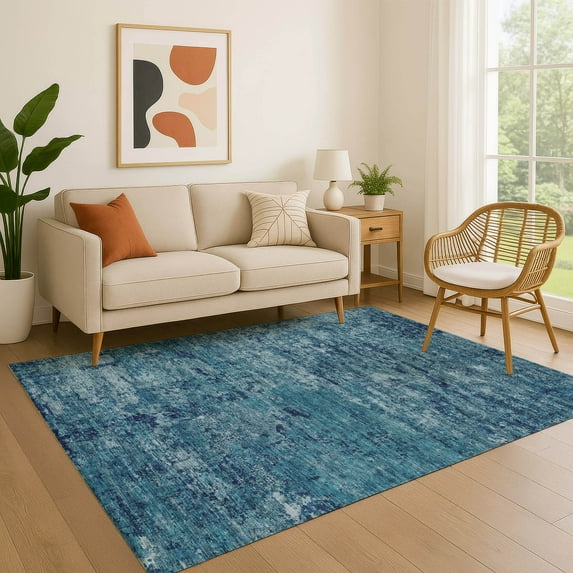 Addison Rugs Mayfield Premium Machine Washable Transitional Modern Denim Rectangle Rug, 3' x 5'