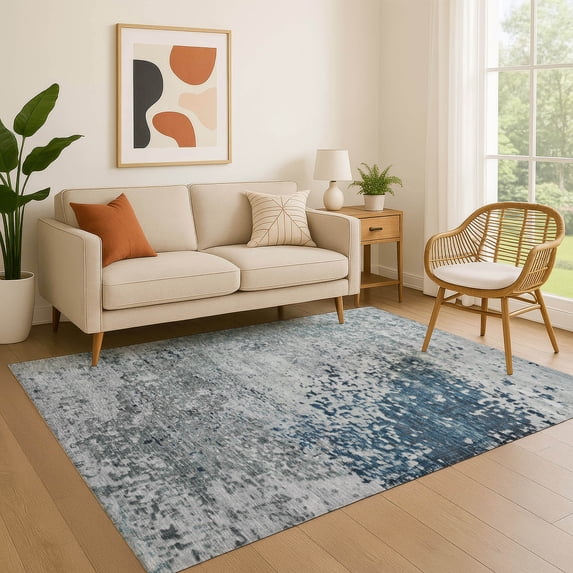 Addison Rugs Mayfield Premium Machine Washable Transitional Modern Denim Rectangle Rug, 5' x 7'6"