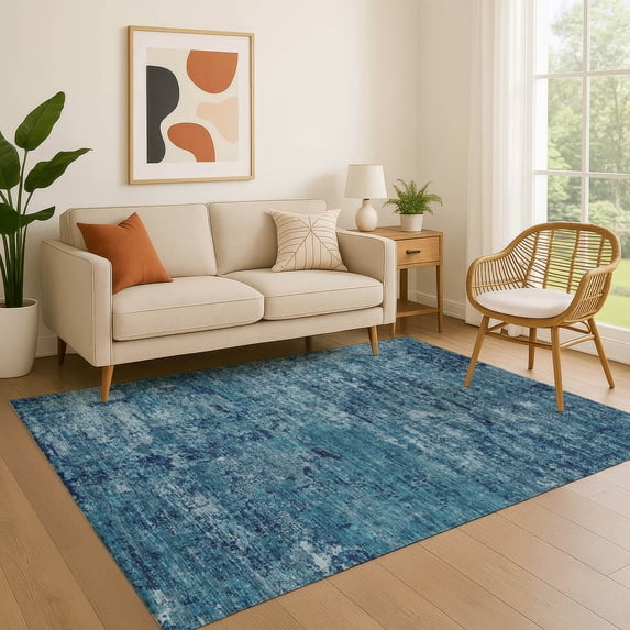 Addison Rugs Mayfield Premium Machine Washable Transitional Modern Denim Rectangle Rug, 5' x 7'6"