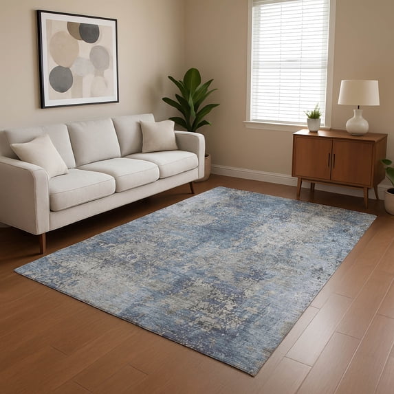Addison Rugs Mayfield Premium Machine Washable Transitional Modern Denim Rectangle Rug, 5' x 7'6"
