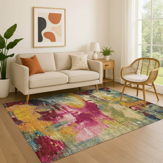 Addison Rugs Mayfield Premium Machine Washable Transitional Modern Garnet Rectangle Rug, 3' x 5'