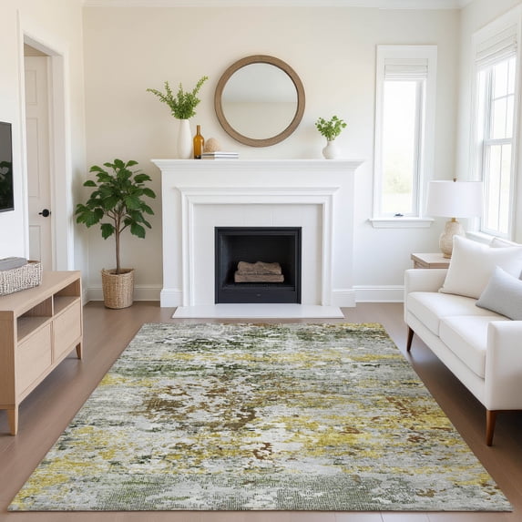 Addison Rugs Mayfield Premium Machine Washable Transitional Modern Gold Rectangle Rug, 5' x 7'6"