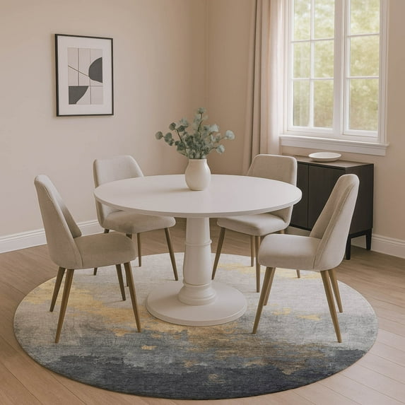 Addison Rugs Mayfield Premium Machine Washable Transitional Modern Gold Round Rug, 8' x 8'