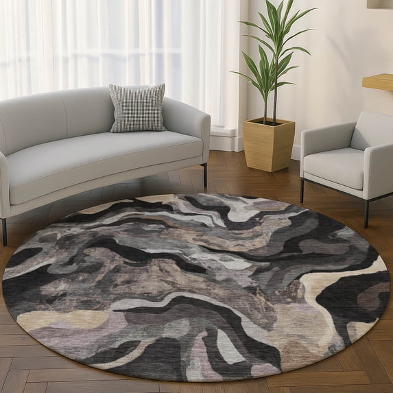 Addison Rugs Mayfield Premium Machine Washable Transitional Modern Granite Round Rug, 8' x 8'