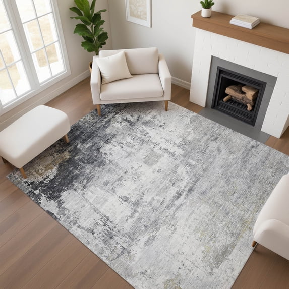 Addison Rugs Mayfield Premium Machine Washable Transitional Modern Gray Rectangle Rug, 5' x 7'6"