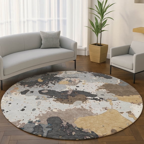 Addison Rugs Mayfield Premium Machine Washable Transitional Modern Gray Round Rug, 8' x 8'