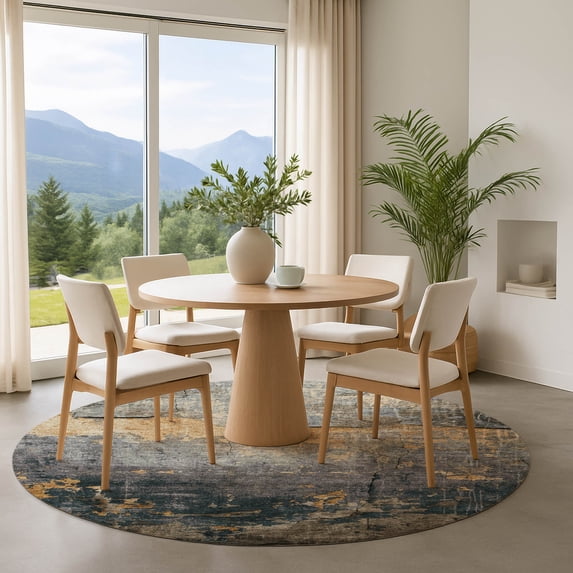 Addison Rugs Mayfield Premium Machine Washable Transitional Modern Gray Round Rug, 8' x 8'