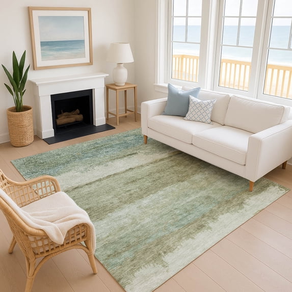 Addison Rugs Mayfield Premium Machine Washable Transitional Modern Green Rectangle Rug, 10' x 14'