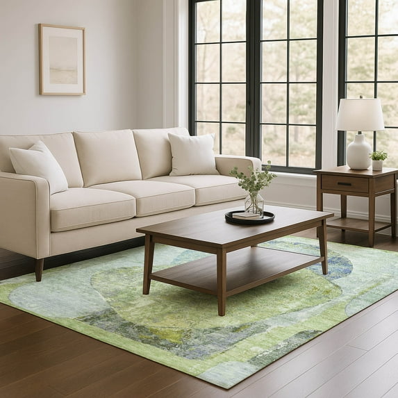 Addison Rugs Mayfield Premium Machine Washable Transitional Modern Green Rectangle Rug, 8' X 10' Machine Washable Transitional Modern Green Oversized Sherpa Throw Blanket