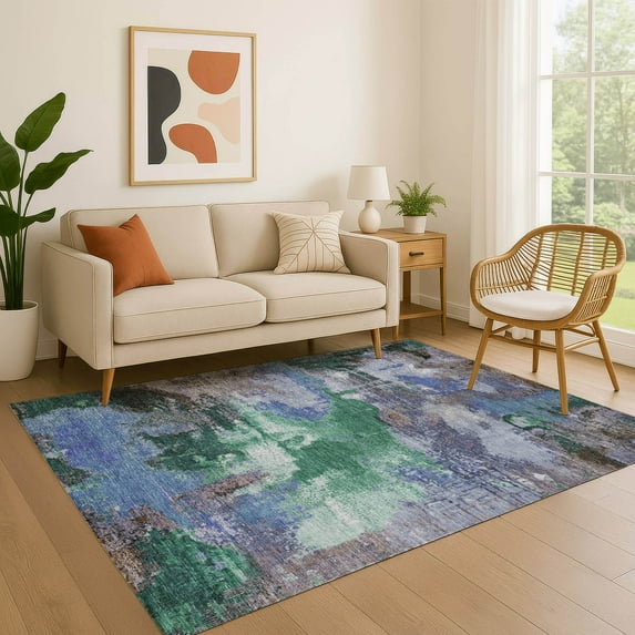 Addison Rugs Mayfield Premium Machine Washable Transitional Modern Green Rectangle Rug, 8' x 10'