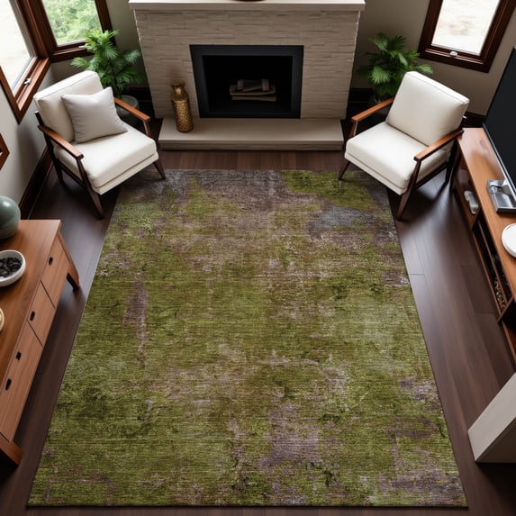 Addison Rugs Mayfield Premium Machine Washable Transitional Modern Green Rectangle Rug, 9' x 12'