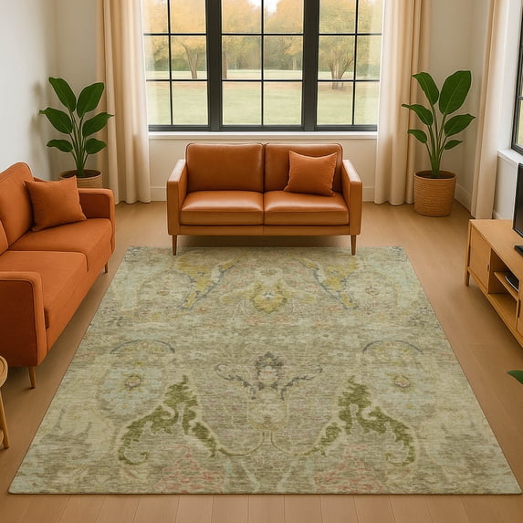 Addison Rugs Mayfield Premium Machine Washable Transitional Modern Khaki Rectangle Rug, 9' x 12'