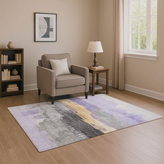 Addison Rugs Mayfield Premium Machine Washable Transitional Modern Lavender Rectangle Rug, 10' x 14'