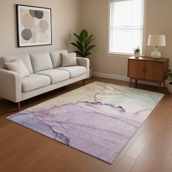 Addison Rugs Mayfield Premium Machine Washable Transitional Modern Lavender Rectangle Rug, 10' x 14'