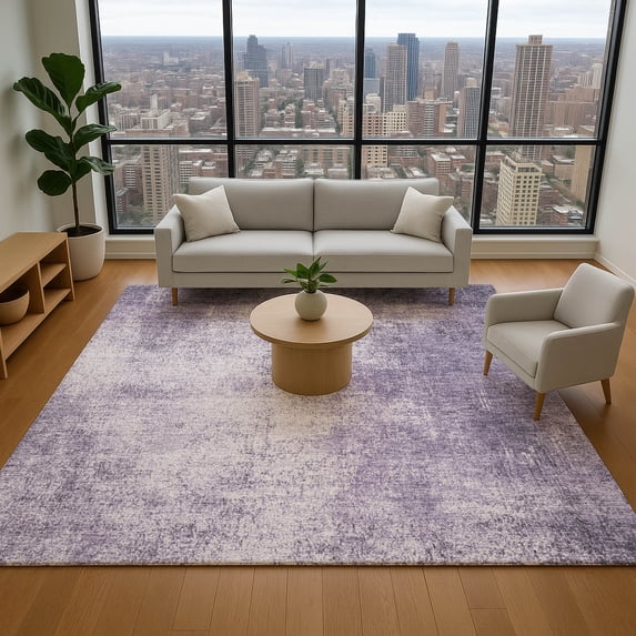 Addison Rugs Mayfield Premium Machine Washable Transitional Modern Lavender Rectangle Rug, 9' x 12'