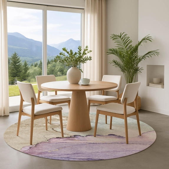 Addison Rugs Mayfield Premium Machine Washable Transitional Modern Lavender Round Rug, 8' x 8'