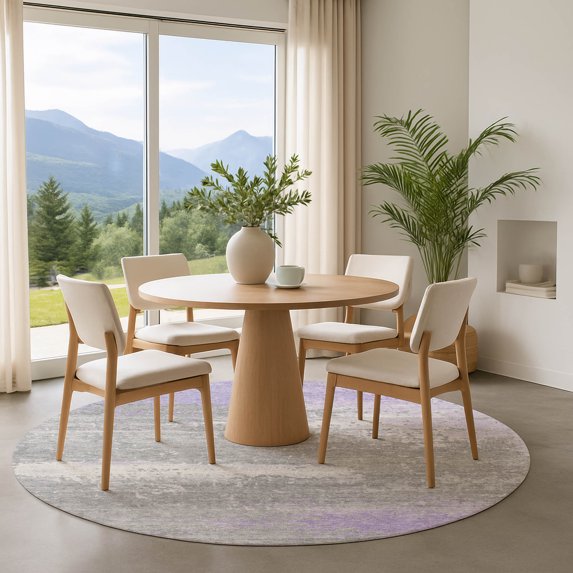 Addison Rugs Mayfield Premium Machine Washable Transitional Modern Lavender Round Rug, 8' x 8'