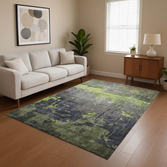Addison Rugs Mayfield Premium Machine Washable Transitional Modern Lime Rectangle Rug, 5' x 7'6"