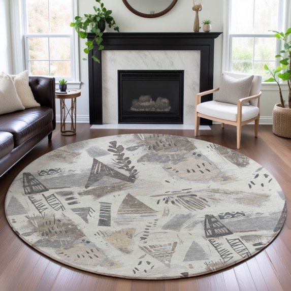 Addison Rugs Mayfield Premium Machine Washable Transitional Modern Linen Round Rug, 8' x 8'