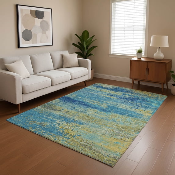 Addison Rugs Mayfield Premium Machine Washable Transitional Modern Navy Rectangle Rug, 5' x 7'6"