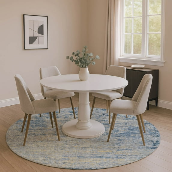 Addison Rugs Mayfield Premium Machine Washable Transitional Modern Navy Round Rug, 8' x 8'