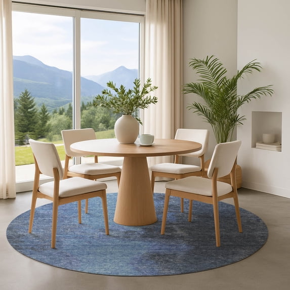 Addison Rugs Mayfield Premium Machine Washable Transitional Modern Navy Round Rug, 8' x 8'