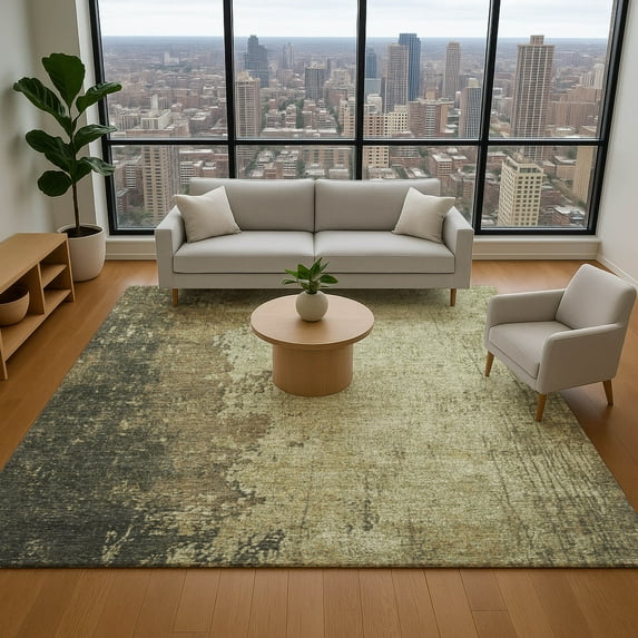 Addison Rugs Mayfield Premium Machine Washable Transitional Modern Olive Rectangle Rug, 9' x 12'