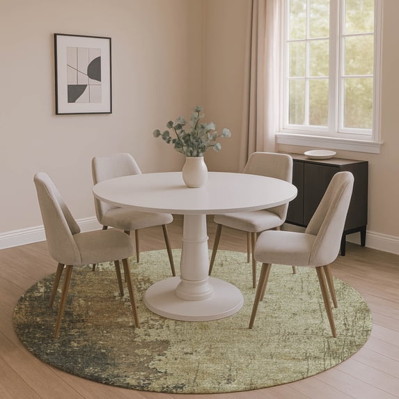 Addison Rugs Mayfield Premium Machine Washable Transitional Modern Olive Round Rug, 8' x 8'