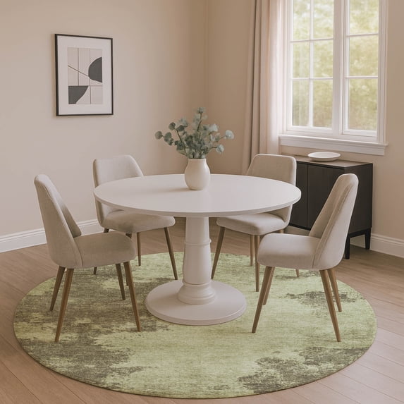 Addison Rugs Mayfield Premium Machine Washable Transitional Modern Olive Round Rug, 8' x 8'