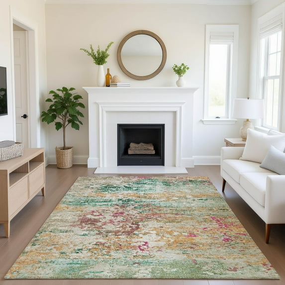 Addison Rugs Mayfield Premium Machine Washable Transitional Modern Orange Rectangle Rug, 3' x 5'