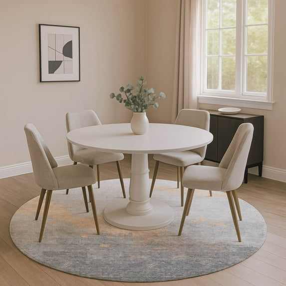 Addison Rugs Mayfield Premium Machine Washable Transitional Modern Peach Round Rug, 8' x 8'