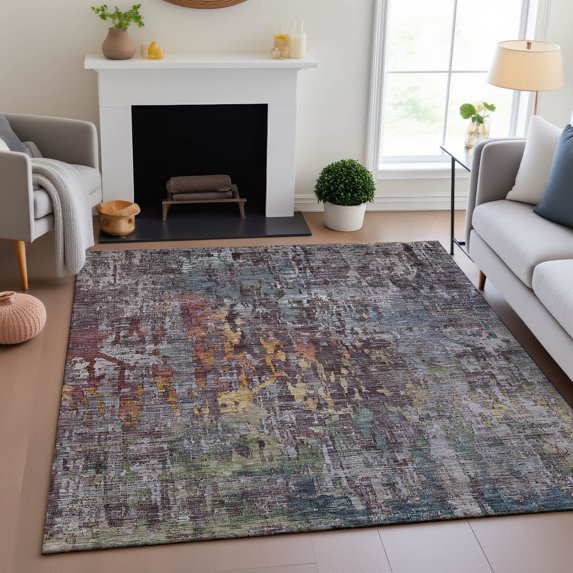 Addison Rugs Mayfield Premium Machine Washable Transitional Modern Pewter Rectangle Rug, 10' x 14'