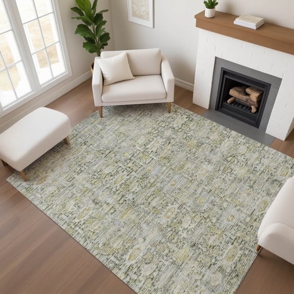 Addison Rugs Mayfield Premium Machine Washable Transitional Modern Pewter Rectangle Rug, 8' x 10'