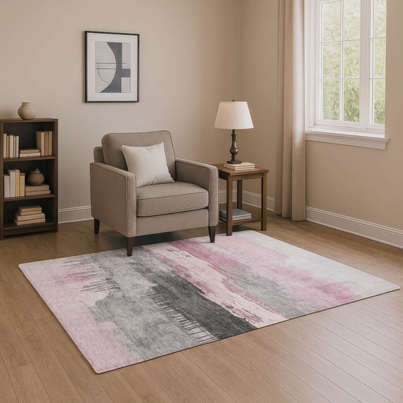 Addison Rugs Mayfield Premium Machine Washable Transitional Modern Pink Rectangle Rug, 10' x 14'